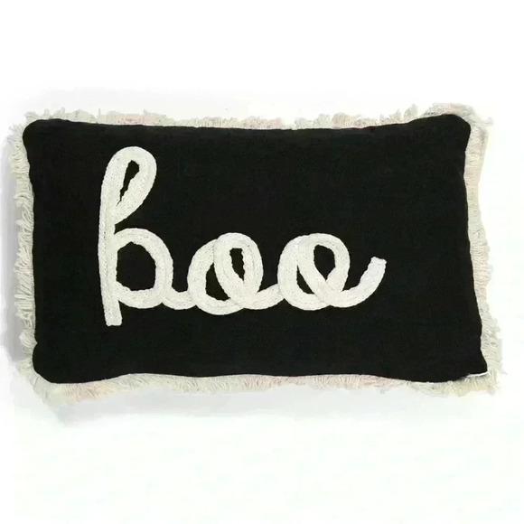 NEW Gorgeous BOO Embroidered Textured Yarn Accent Throw Pillow with fringe - Picture 9 of 9